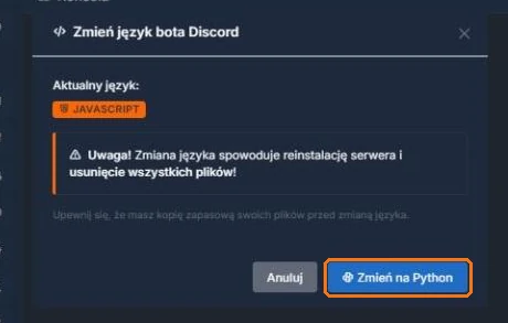 Zmiana języka bota Discord