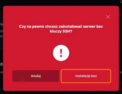 Instalacja bez kluczy SSH