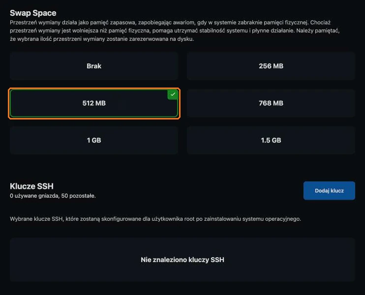Wybór Swap Space