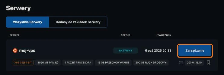 Lista serwerów VPS