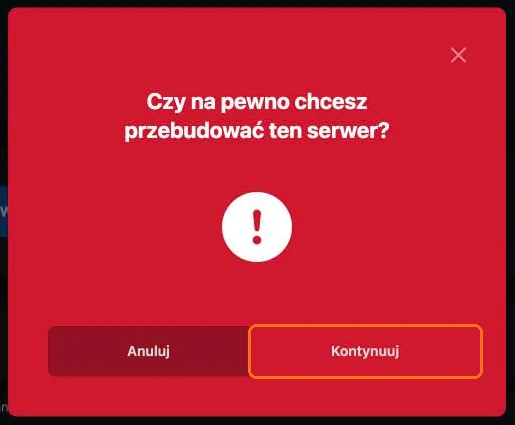Potwierdzenie przebudowy serwera
