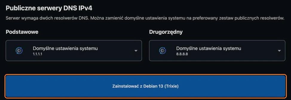 Przycisk instalacji wybranego systemu