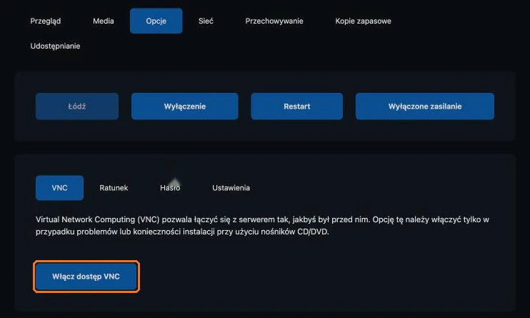 Włączanie VNC