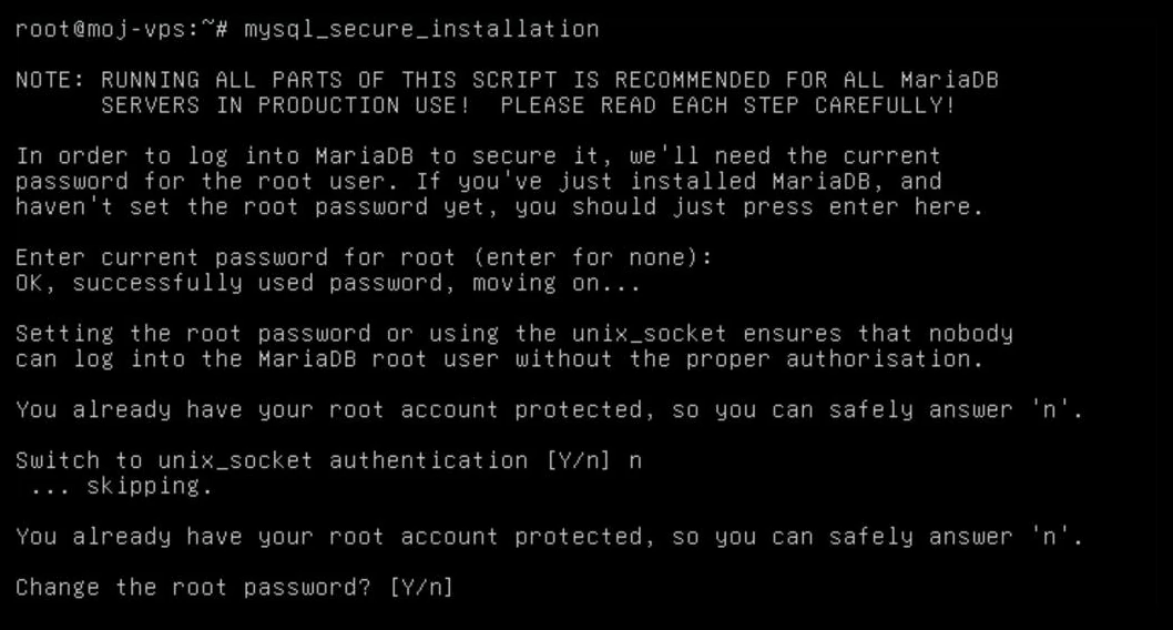 Kreator mysql_secure_installation - początek