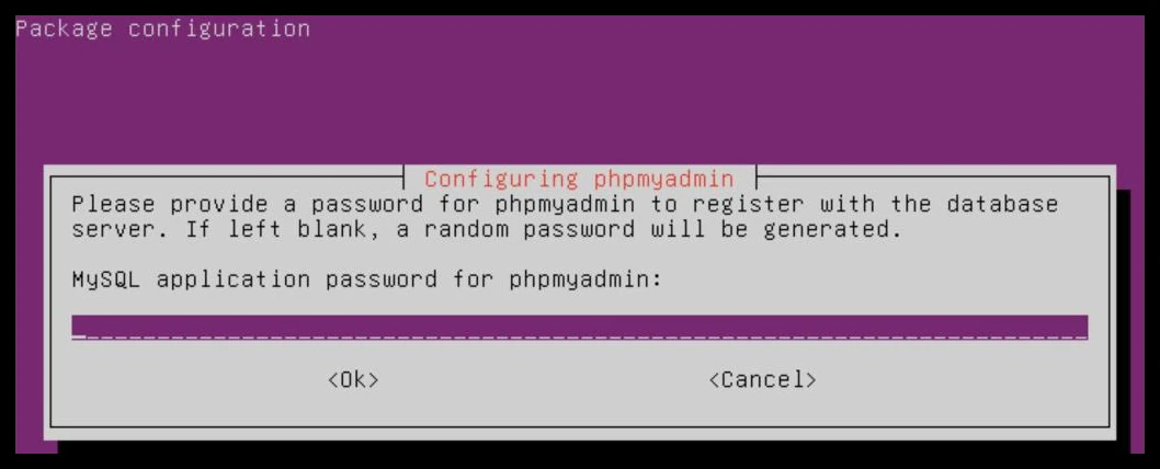 Hasło aplikacji phpMyAdmin - zostaw puste