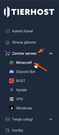 Wybór serwera Minecraft